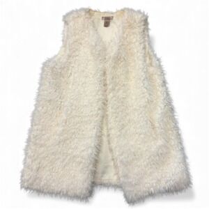 FRESH Faux Fur Vest Cream White Cozy Shaggy Boho Chic Women's Size L